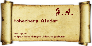 Hohenberg Aladár névjegykártya