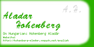 aladar hohenberg business card